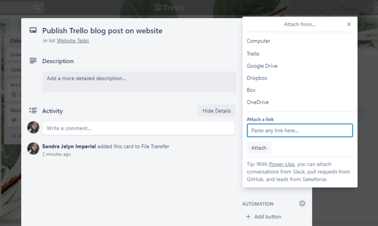 Trello attachments